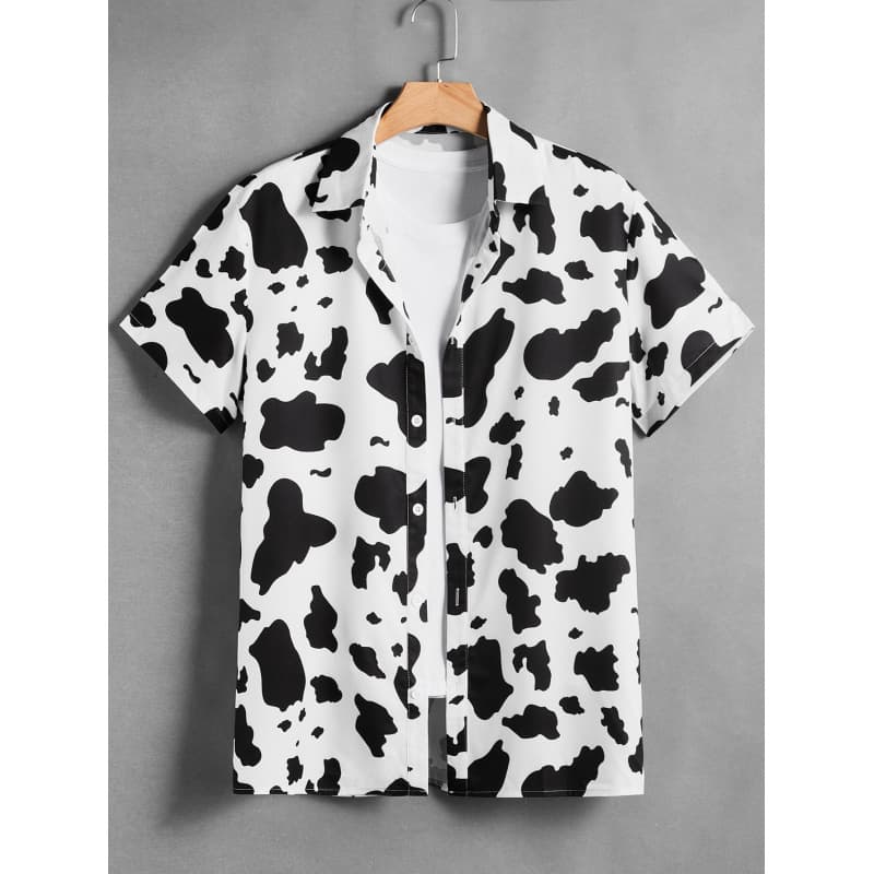 Wish Cross-Border 3D Printed Men's Shirt Hot Selling Hawaiian Leopard Pattern Short Sleeve Shirt Breathable Sun Protection Clothing