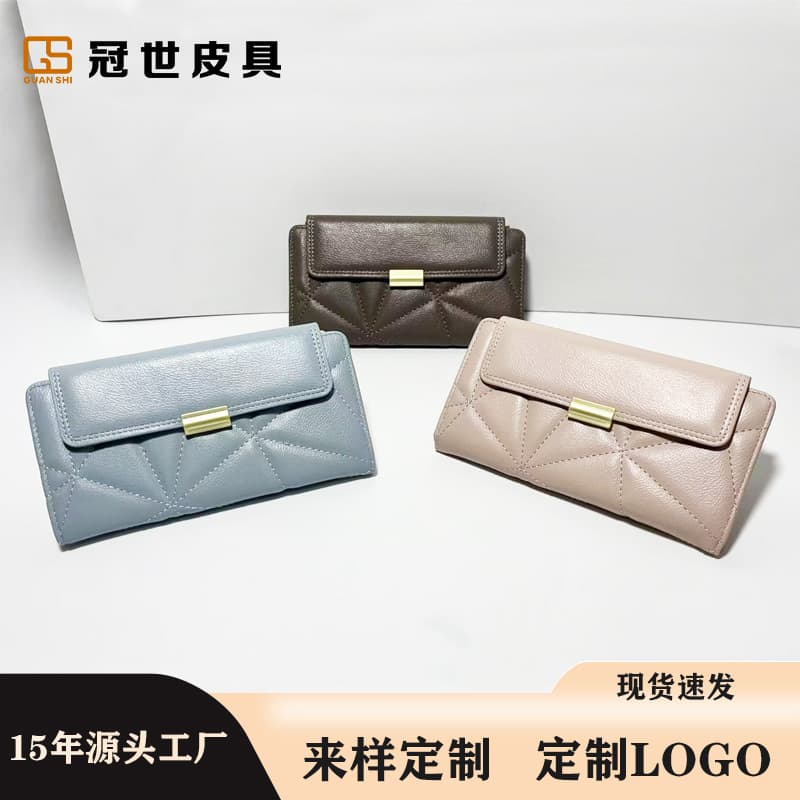 Cross-Border High-End Long Women's Wallet, Simple Solid Color, Vintage Embroidery, 70% off Women's Wallet, Wholesale in Stock