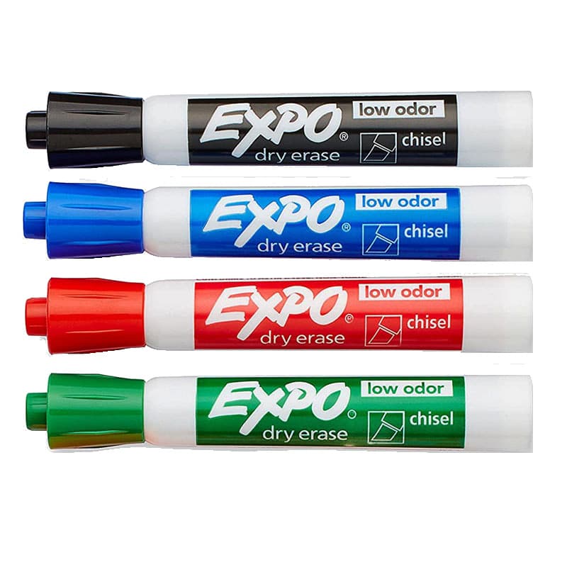 Sanford Expo Low Odor Dry-Erase Markers with Chisel Tip, Broad Tip, and Fine Tip, Bulk Pack 80002