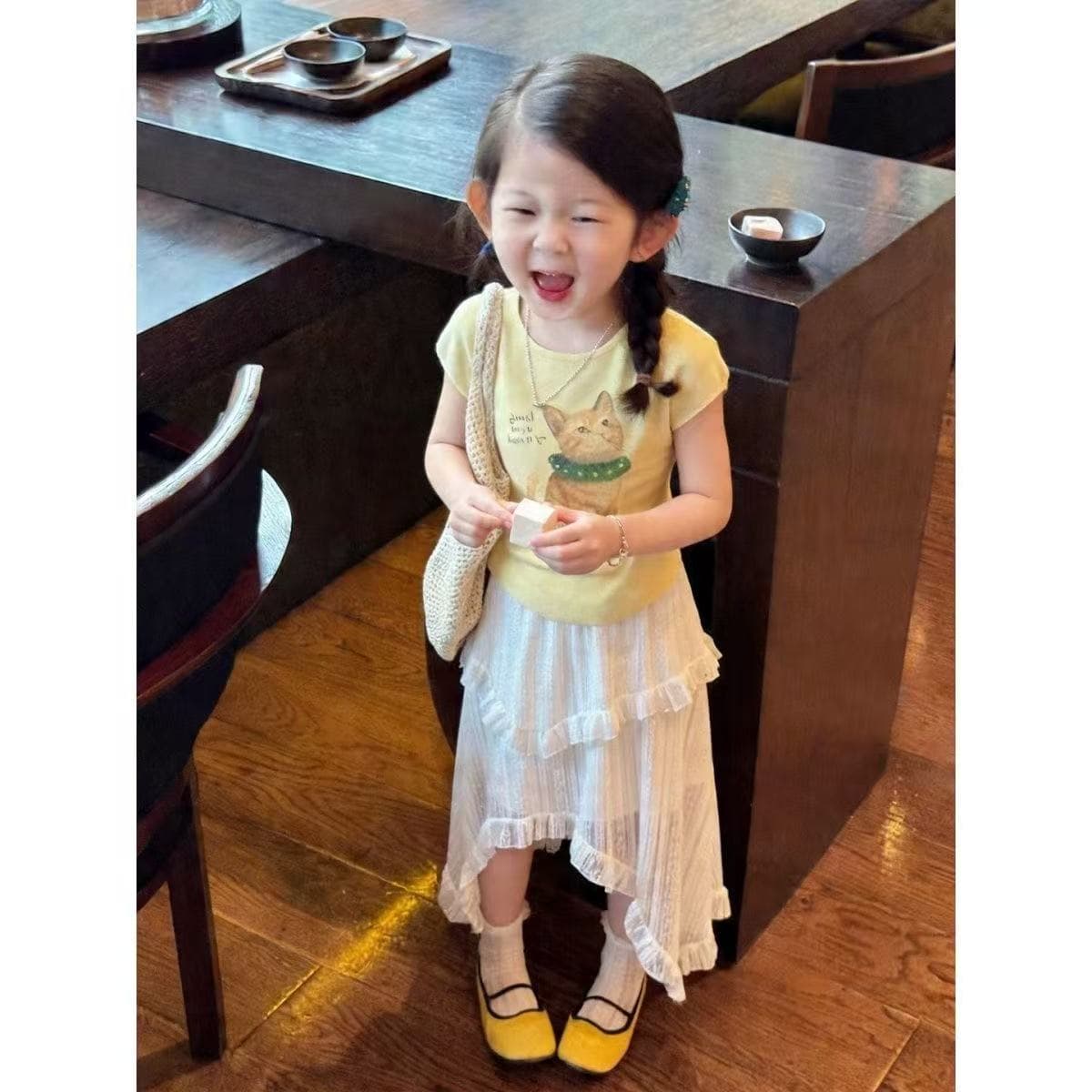Girls' Fairy-Tale Half Skirt Summer 2026 New Children's Mori-Style Stunning White Skirt Baby Irregular Half Skirt