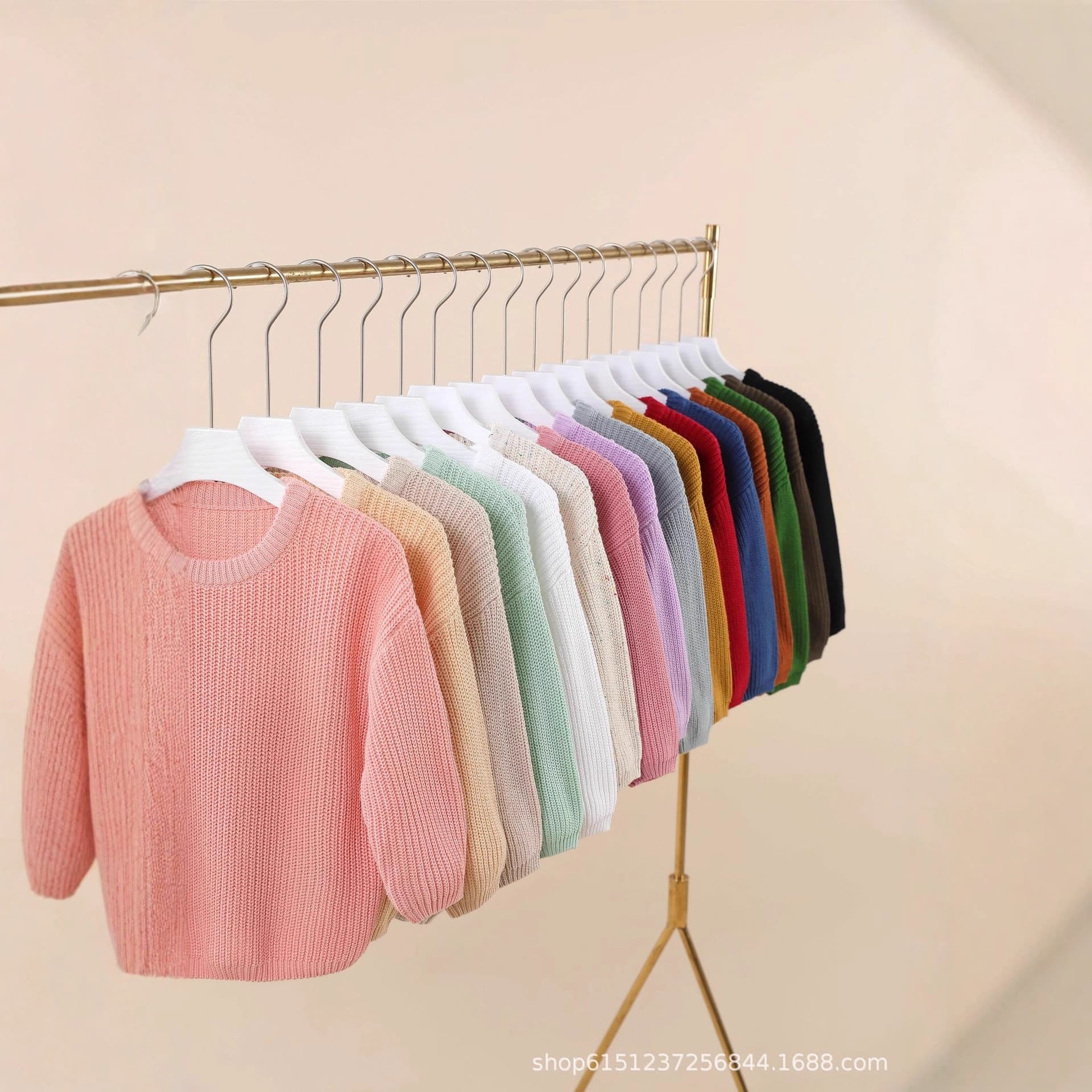 Cross-border Hot Selling 100% Cotton Basic A-Class Pullover Knit Sweater for Baby Boys and Girls, 20 Colors in Stock