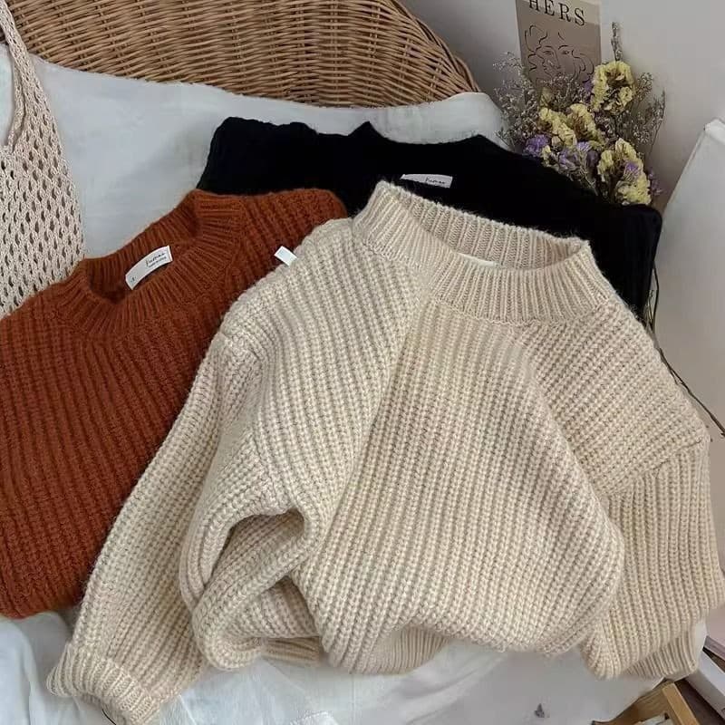 New Solid Color Children's Spring and Autumn Sweater 2023 Korean Style Knit Pullover Kids Sweater for Boys and Girls