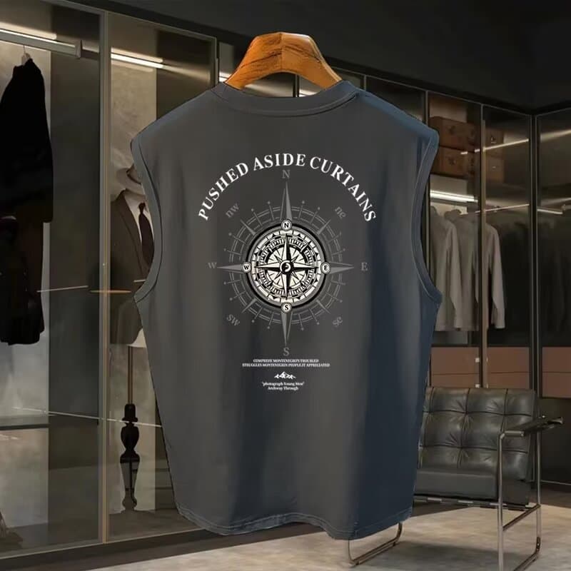 2024 European and American Cross-Border Trade Sleeveless Men's Summer Breathable Thin Vest, Personalized Outerwear Vest
