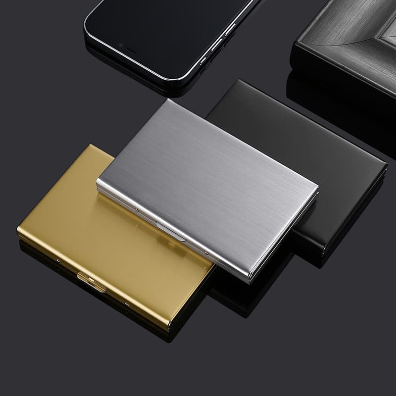Anti-Skimming Metal Card Case Box Bank Card Storage Box Portable Stainless Steel Card Case Credit Card Anti-Magnetic NFC De-Magnetizing