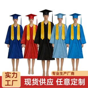 Graduation Dress Knitted Adult Bachelor Cap and Gown Set Cross-Border Amazon Degree Gown Factory Direct Supply Graduation Robe