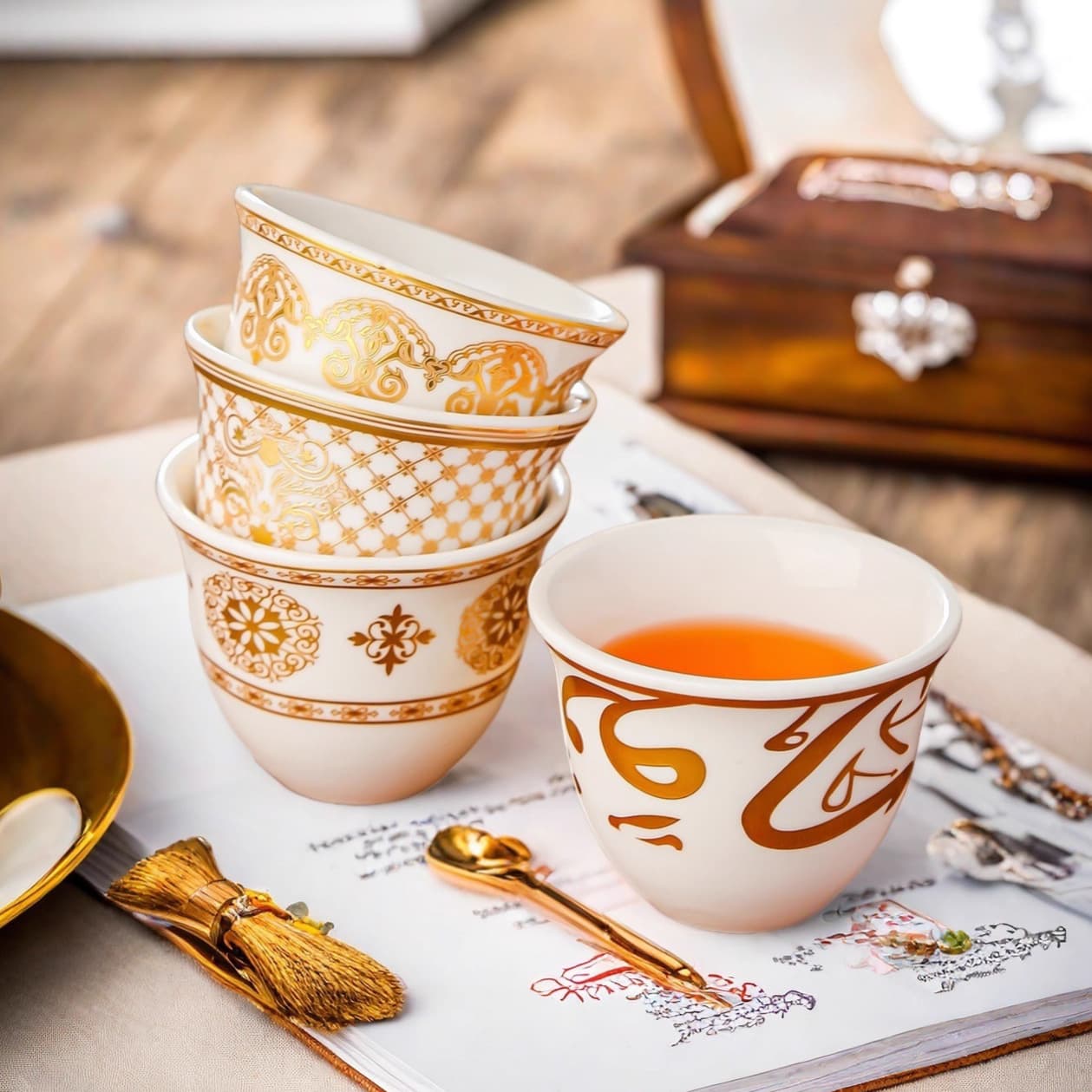 Light luxury Middle Eastern Turkish style black tea cup ceramic moonlight cup set wine glass Phnom Penh hotel gift Christmas gift