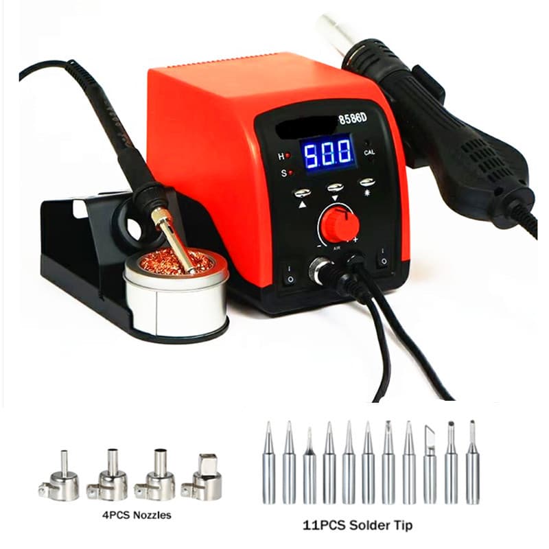 Cross-border 2in1 air gun soldering station 936 electric soldering iron 8588 air gun 8586 digital display automatic sleep desoldering repair station