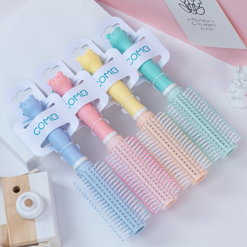 Cartoon Squirrel Series 6653 Cartoon Hanging Card Curly Hair Comb Hairdressing Comb Massage Comb Cylinder Rolling Comb Inner Curl Styling Comb
