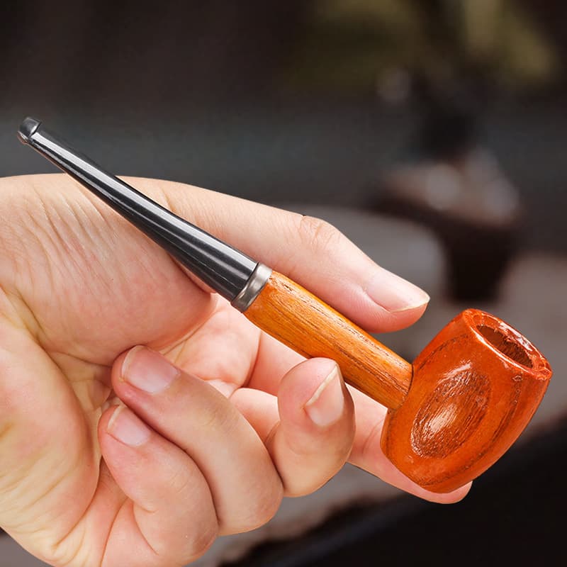 Cherry Wood Small Pipe Portable Mini Fruit Wood Pipe for Sampling Herbs Men's Straight Dry Tobacco Pipe