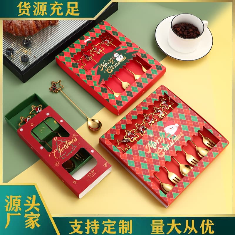 Cross-border Stainless Steel Spoon Creative Christmas Pendant Spoon Fork Star Coffee Spoon Santa Claus Dessert Spoon Fruit Fork
