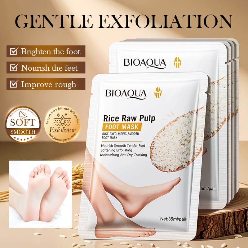 All-English BIOAOUA Rice Pulp Exfoliating Foot Mask for Smoothness, Hydration, and Foreign Trade