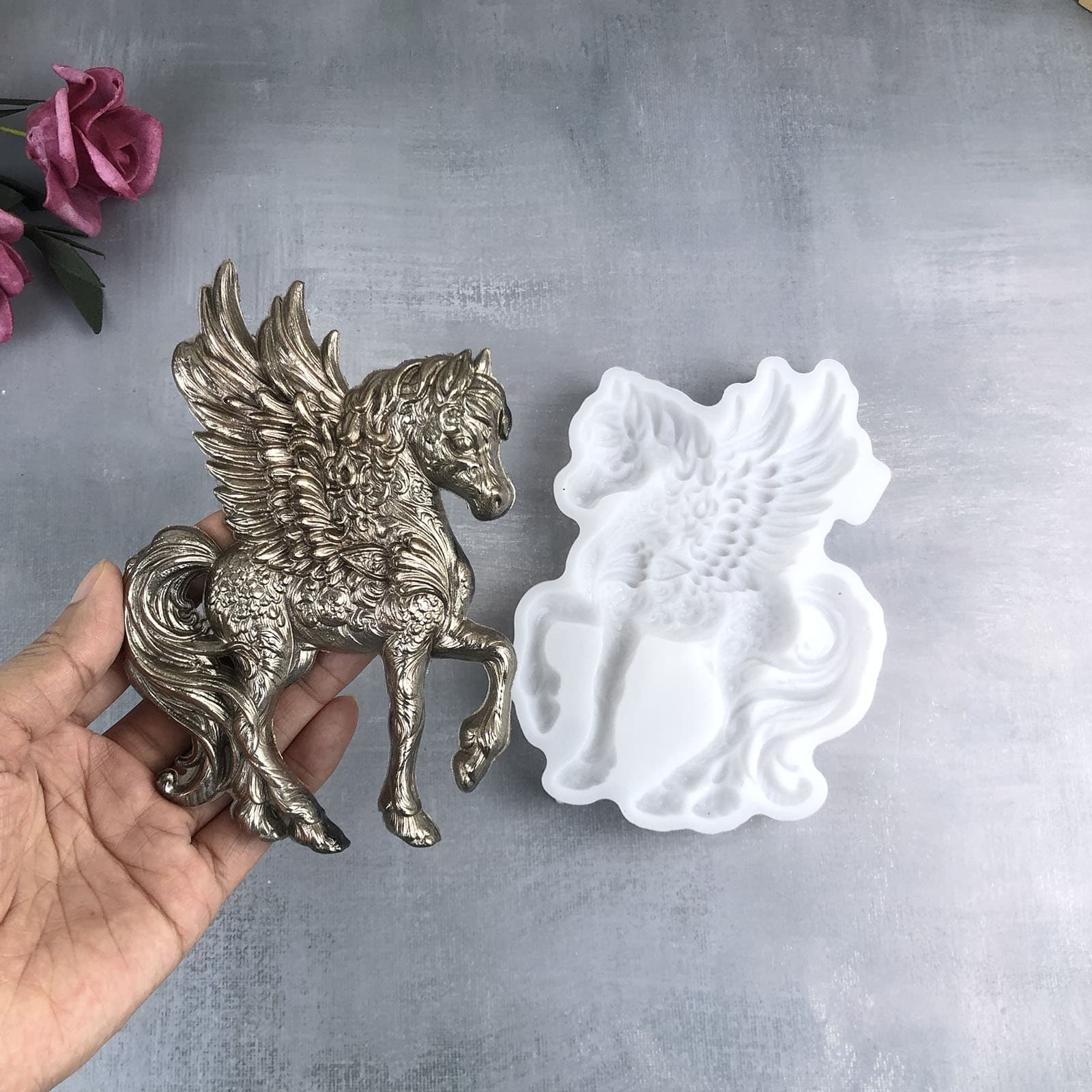 X1012 Wings Pegasus Decorative Cement Plaster Mold DIY Silicone Mold