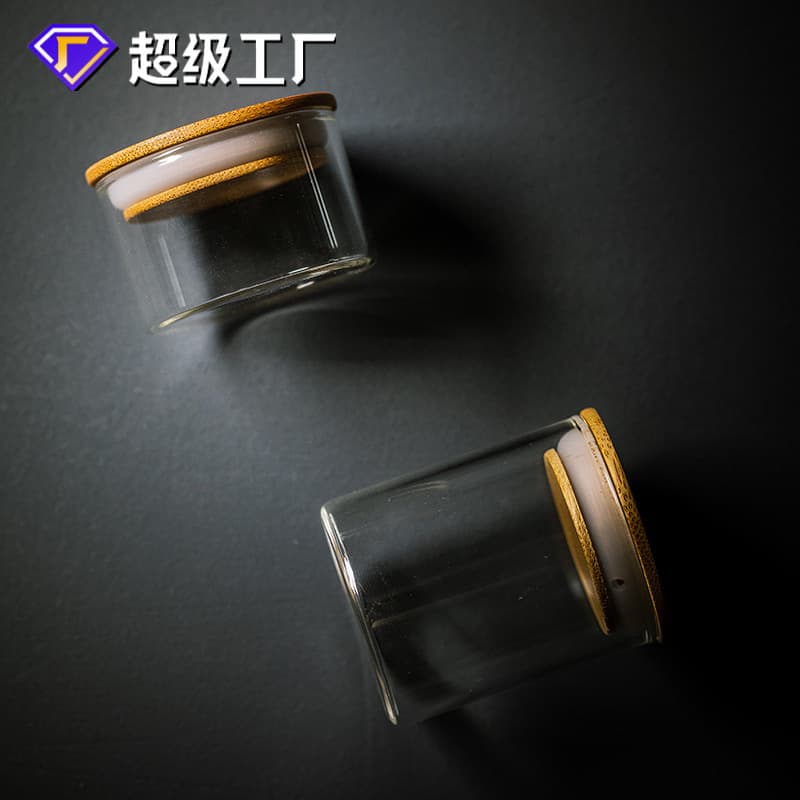 Transparent Glass Tea Cans, Kung Fu Tea Set Small Tea Jars, Home Sealed Storage Containers, Bamboo Lid Portable Small Jars