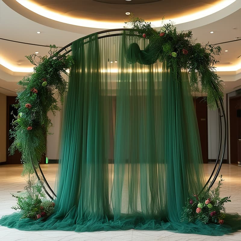 Cross-border tulle fabric drape for rod installation, outdoor wedding party venue decoration background, wedding arch chair netting