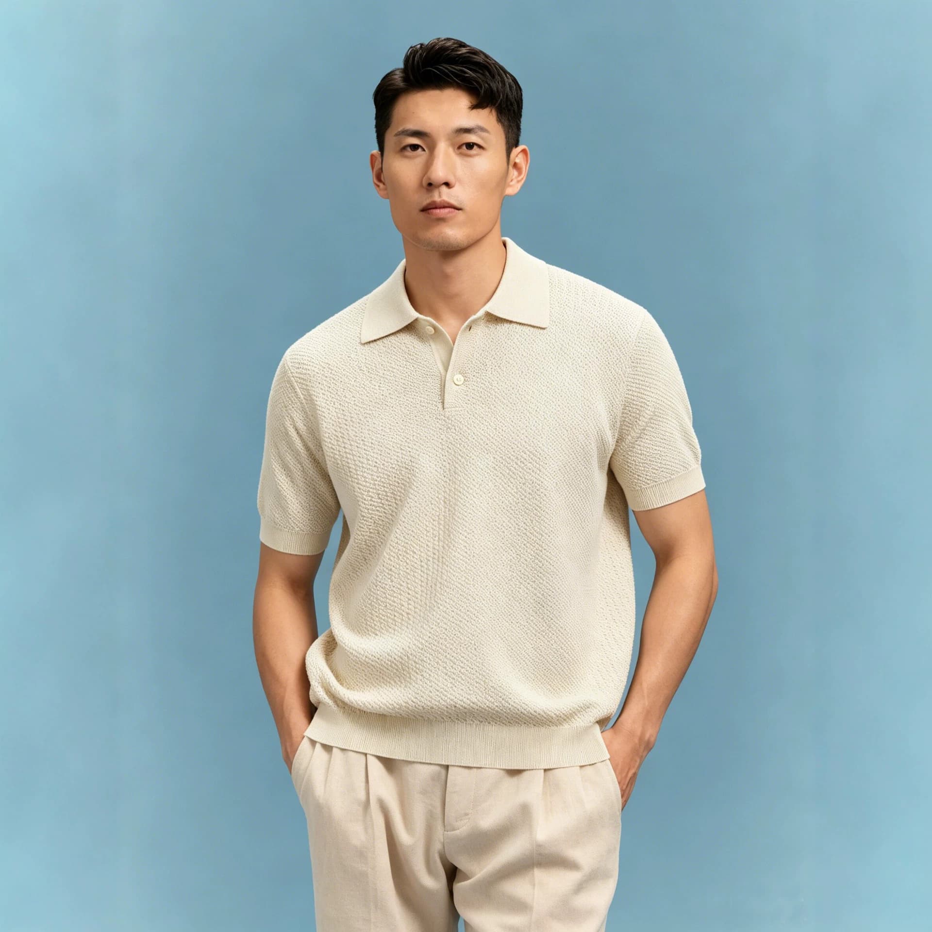 Tencel Linen Italian Old Money Breathable Linen Spread Collar Knitted Short Sleeve Polo Shirt Casual Business T-Shirt for Men