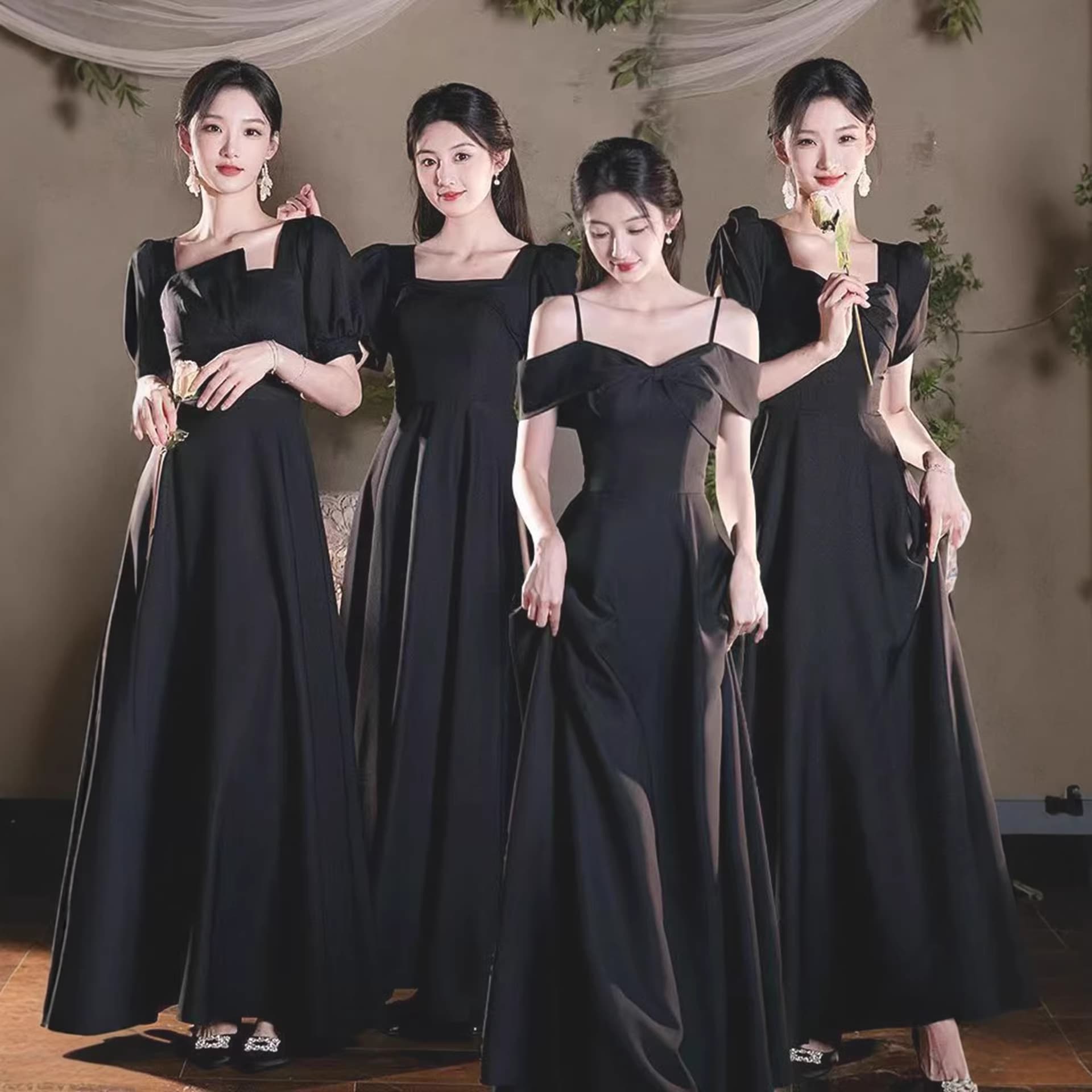 Evening Gown 2026 New Black Adult Ceremony Banquet Performance Dress Choir Bridesmaid Sister Group Dress Chinese Style