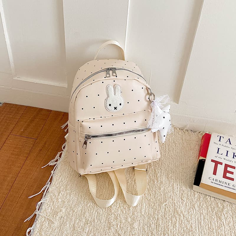 Large Capacity Student School Backpack Cute Sweet Style Backpack for Women Korean Niche Design Cartoon Polka Dot Shoulder Bag