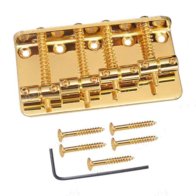 Gold Series Electric Bass Bridge Tailpiece String Bridge for 4-String, 5-String, 4-5 String Saddle with 5-7 Hole Positions