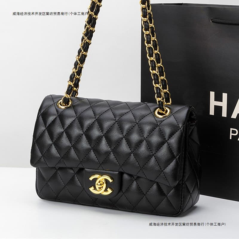 Classic Versatile Crossbody Bag Chanel Style Bag Textured Women's Bag European American Retro Genuine Split Leather