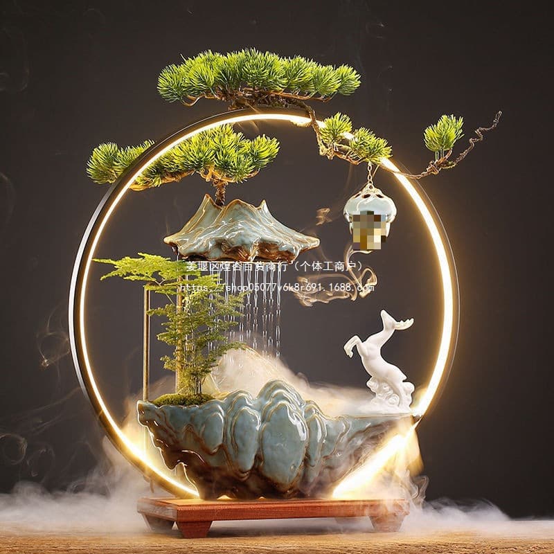 Flowing water brings wealth, living room ornaments, ceramic circulating water, Feng Shui, office wine cabinet, entrance hall, housewarming opening gift