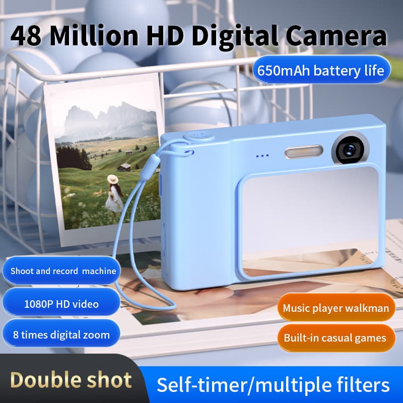 New Student Camera Retro CCD Compact Camera Entry-Level DSLR 4K High Resolution Dual Camera Fill Light