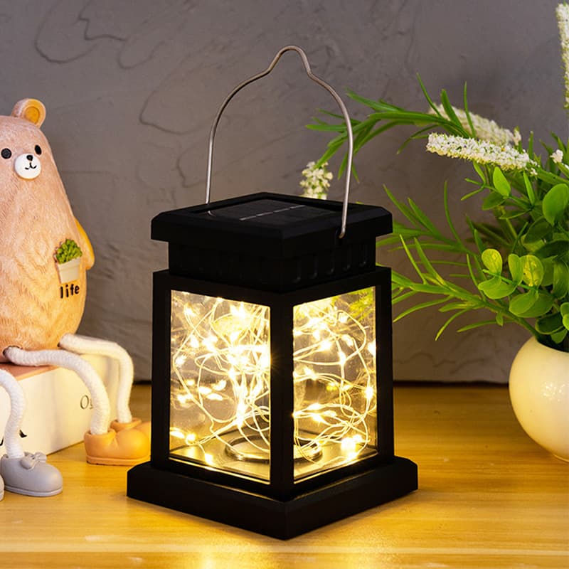 Solar Small Palace Lantern LED Copper Wire Star Hanging Light Waterproof Courtyard Villa Garden Landscape Candle Decorative Light