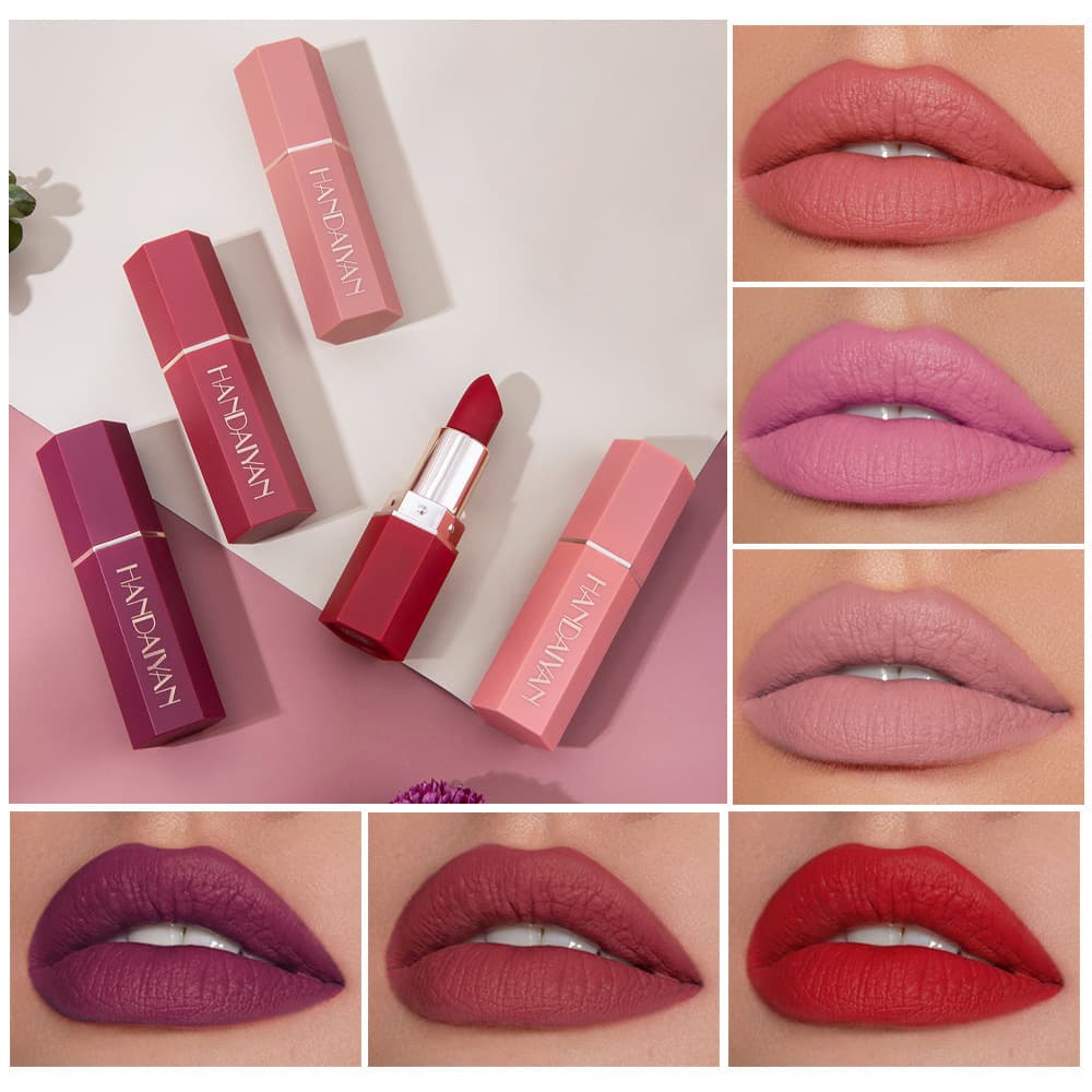 HANDAIYAN lipstick makeup matte 6 colors non-fading lipstick boxed foreign trade cross-border non-stick cup matte