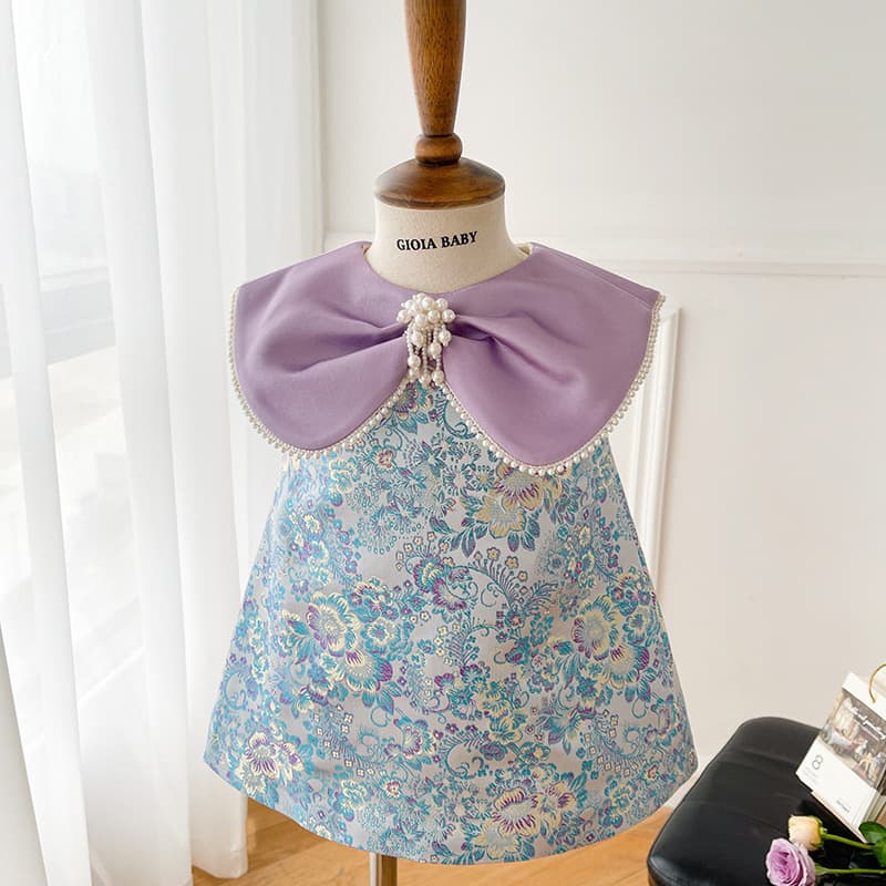 Girl's Qipao Dress for First Birthday Celebration, Vintage Chinese Tang Suit Hanfu Baby Birthday Party Gown