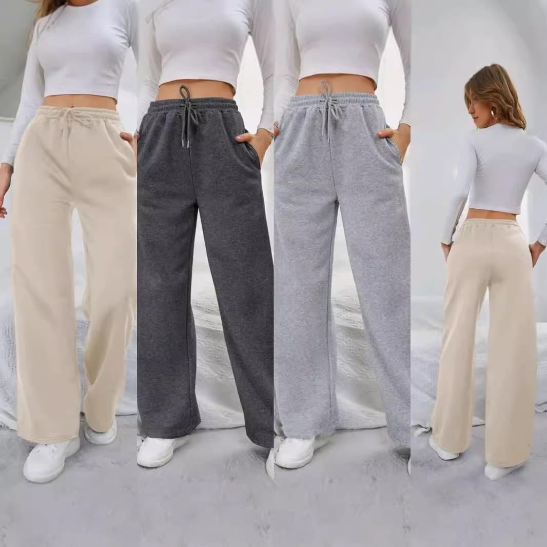Cross-border exclusive Amazon best-selling European and American women's solid color pocket drawstring fleece-lined sweatpants/sports pants for autumn and winter