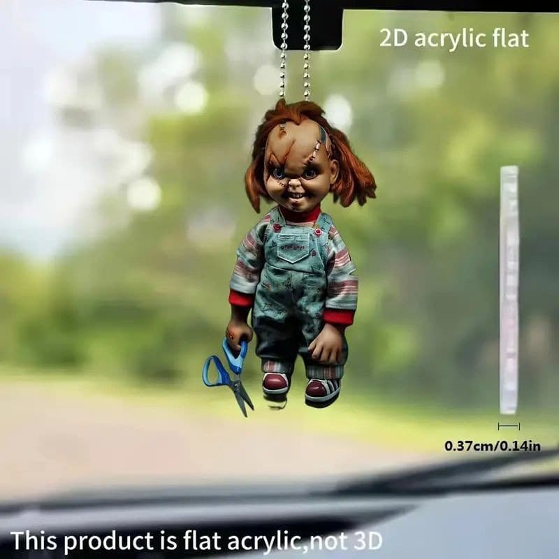 Cross-border Halloween face scar assassination car rearview mirror pendant acrylic flat interior rearview mirror pendant decoration