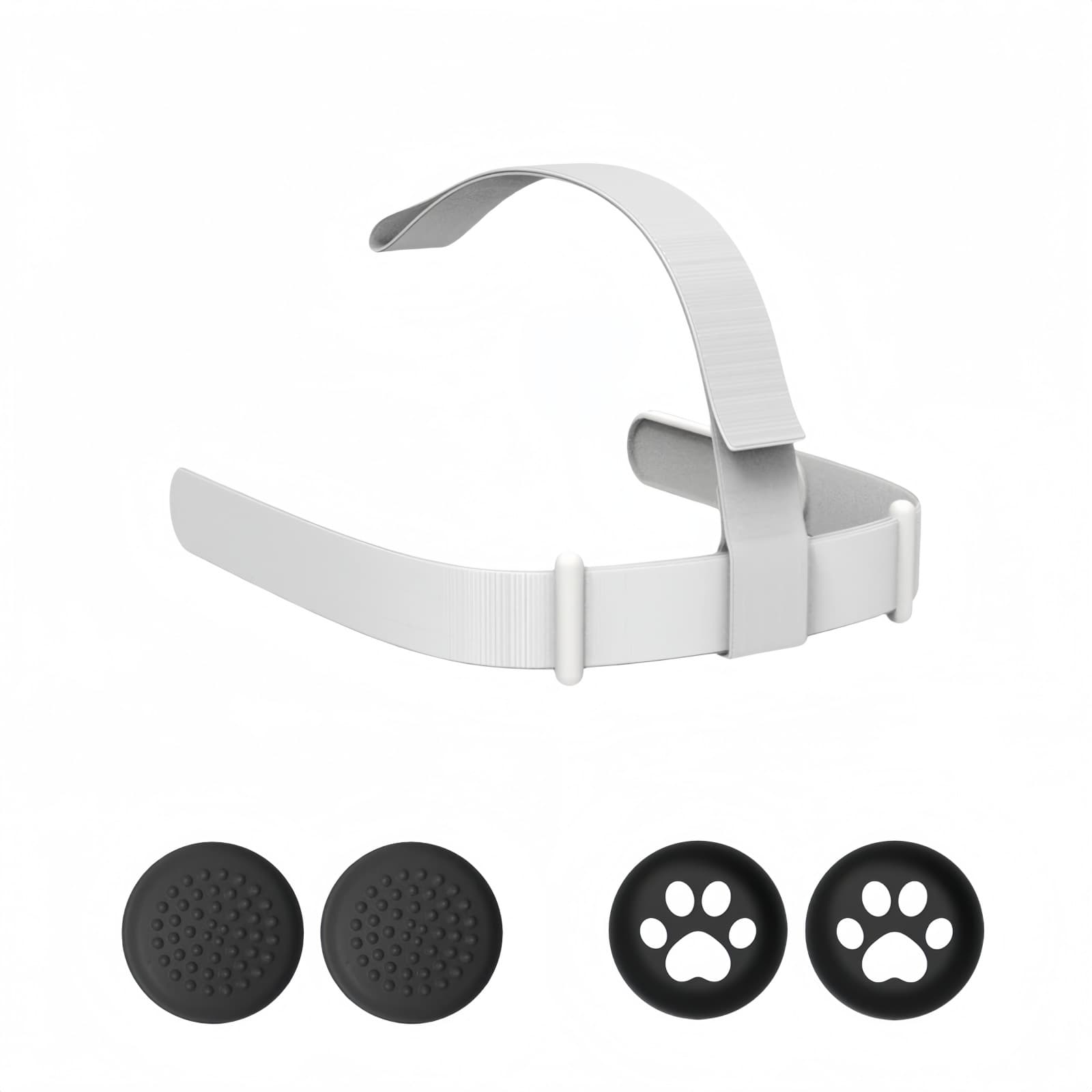 Compatible with Meta Quest 2 Head Strap Adjustable Replacement Headband with Joystick Cap Set