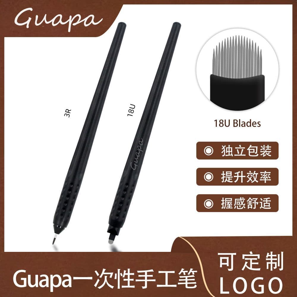 Long-term Supply of Manual Tattoo Pens for Permanent Makeup, Disposable Eyebrow Embroidery Pens, 3R/18U Semi-Permanent Manual Needle Blades