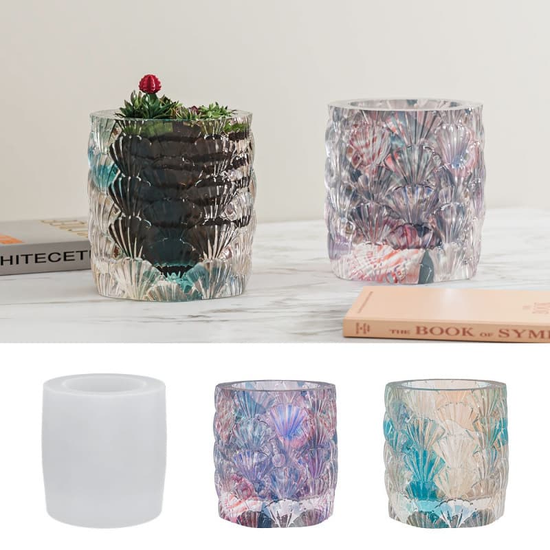 Caifu DIY Shell Floating Flower Pot Epoxy Mold Creative Home Decor Vase Plaster Silicone Mold