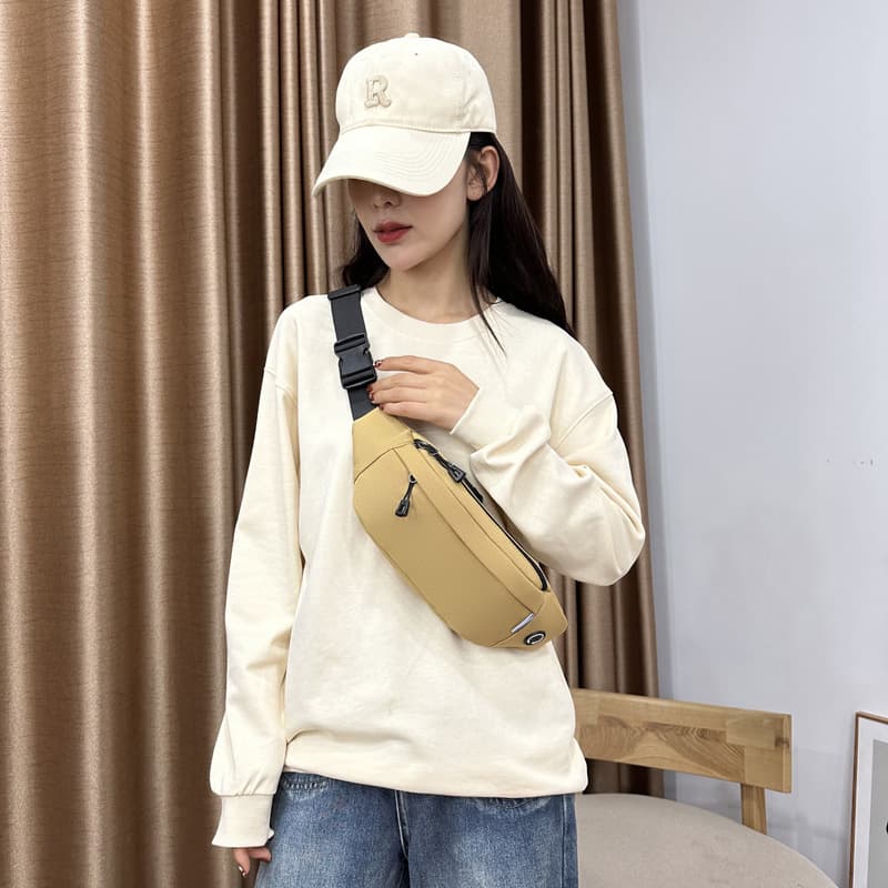 Cross-Border New Couple Waist Bag with Printed Logo, Multi-Functional Shoulder Messenger Bag, Outdoor Sports Chest Bag