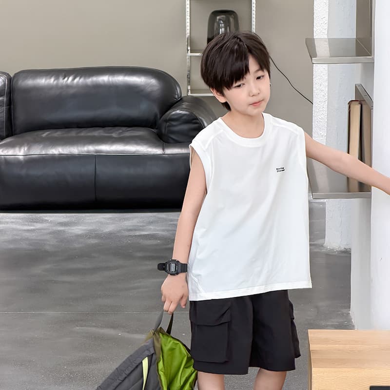 Children's 7A Antibacterial Summer Quick-Dry Skin-Friendly Cool Top for Older Kids UPF50+ Vest Trendy Anti-Static