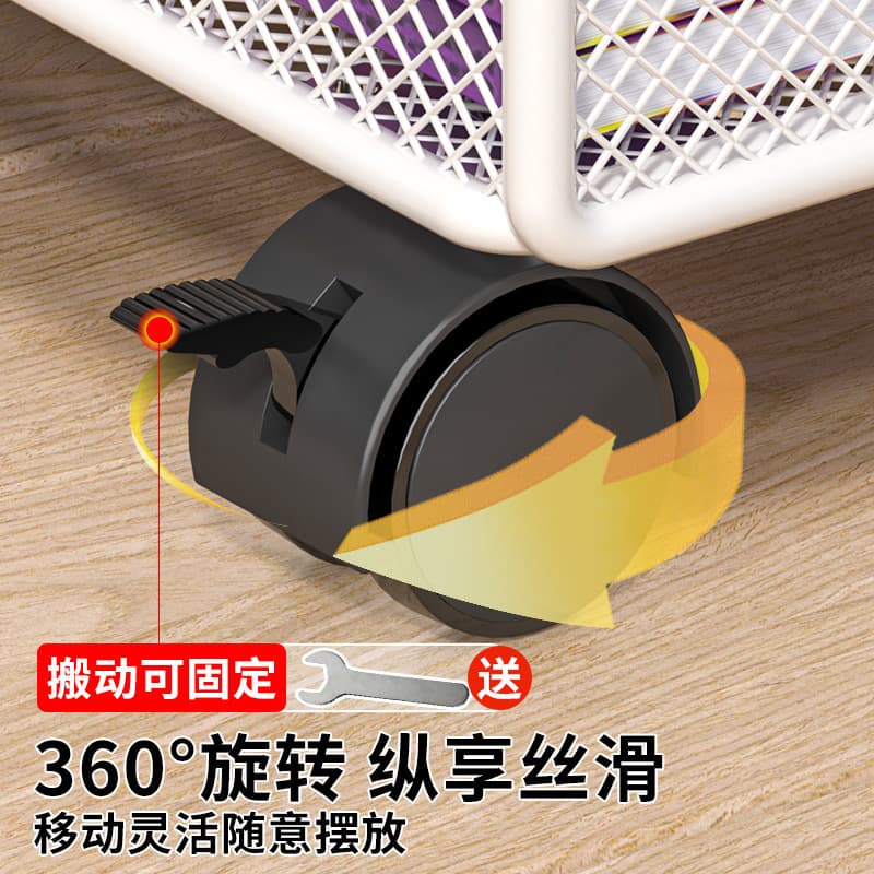 Under-Desk Floor Bookshelf, Mobile Bookcase, Side Desk Book Storage, Office Rolling File Iron Art Storage Rack