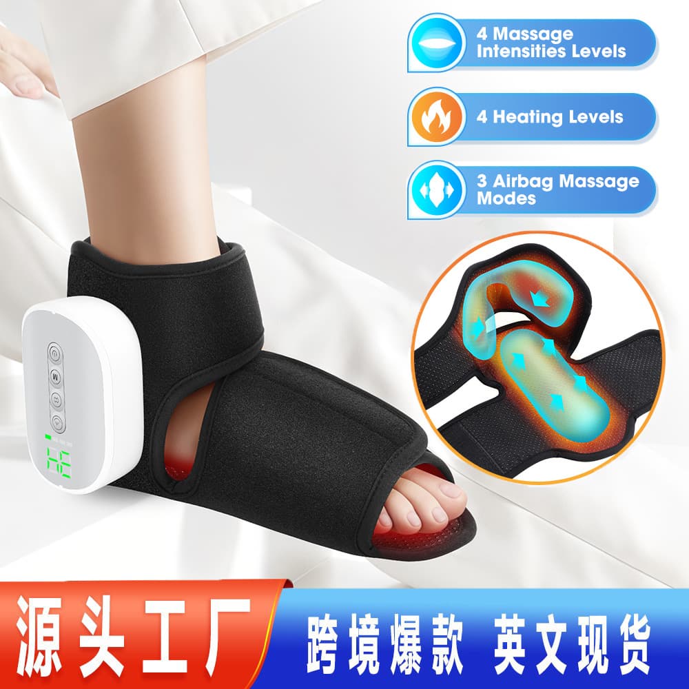 Leg Airbag Kneading Massager with Heat Therapy, Foot Massager for Leg Joints, Soles, and Ankles, Electric Air Pressure Ankle Protector