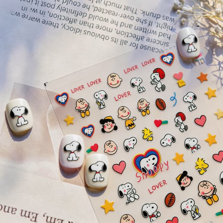 Cute Cartoon Puppy Nail Stickers Flat Snoopy Adhesive Nail Stickers DIY Nail Stickers Phone Case