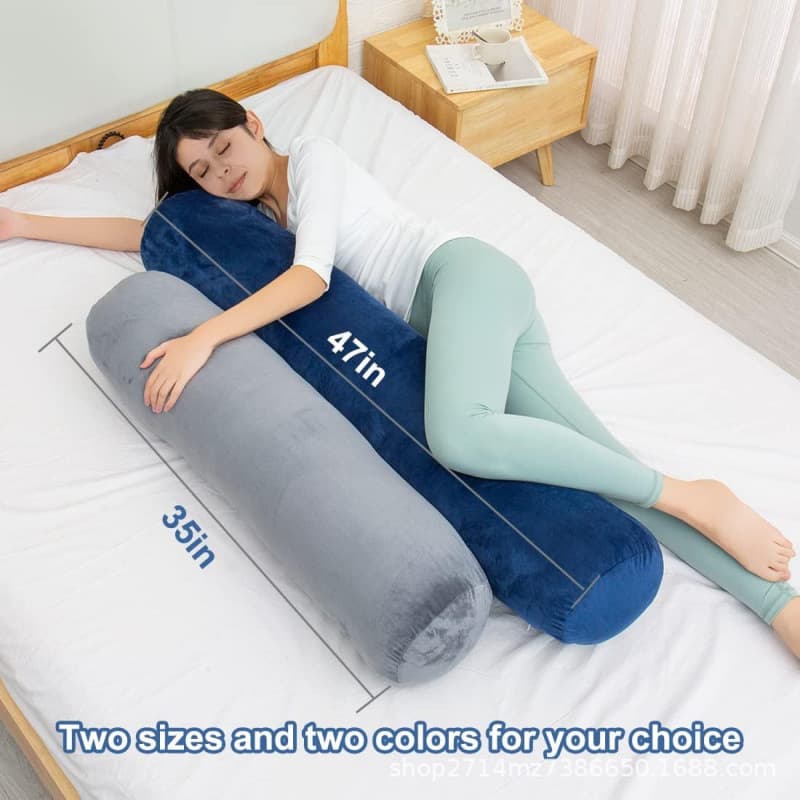 Adult Body Pillow with Removable Velvet Cover, Long Round Neck Pillow