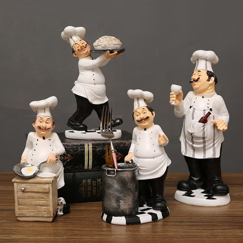 Kitchen Chef Miniature Decoration for American Restaurant Dining Table Buffet Counter Bread Baker Cake Photo Prop
