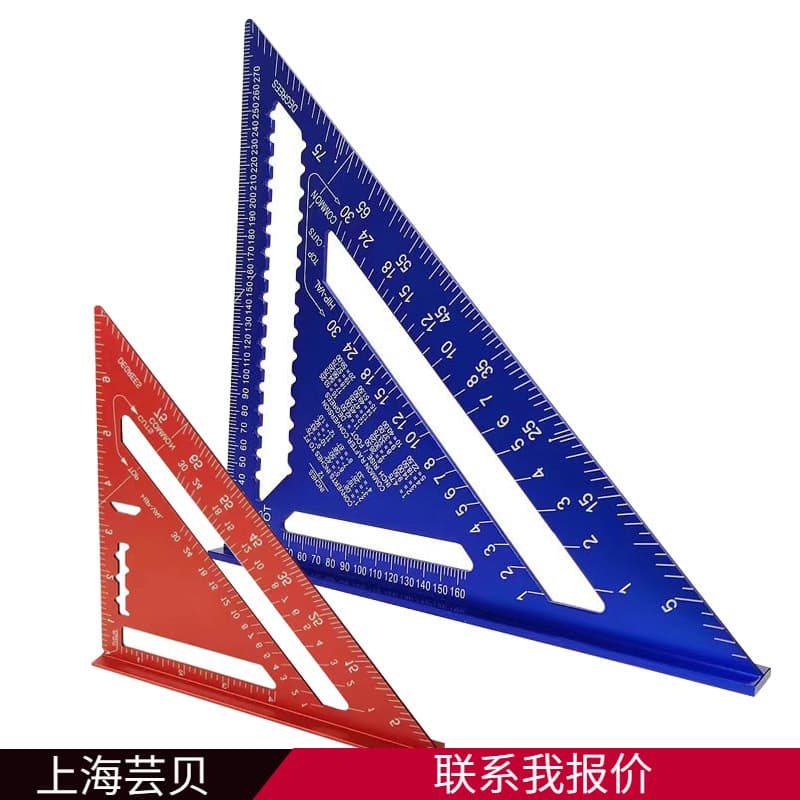 Cross-border Imperial Triangular Ruler Woodworking 7/12inch Metric Aluminum Black Anodized Triangle Square 90 Degree 45 Degree Right Angle Ruler