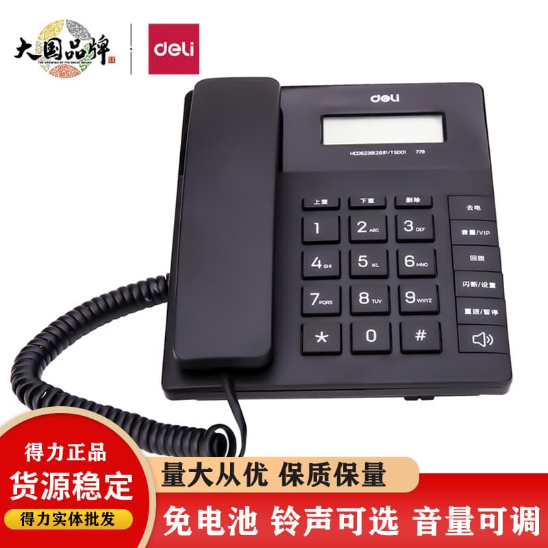 Deli 779 Desktop Corded Fixed Telephone with Recording Function, Call Query, Desk Phone Capable of Connecting Extensions