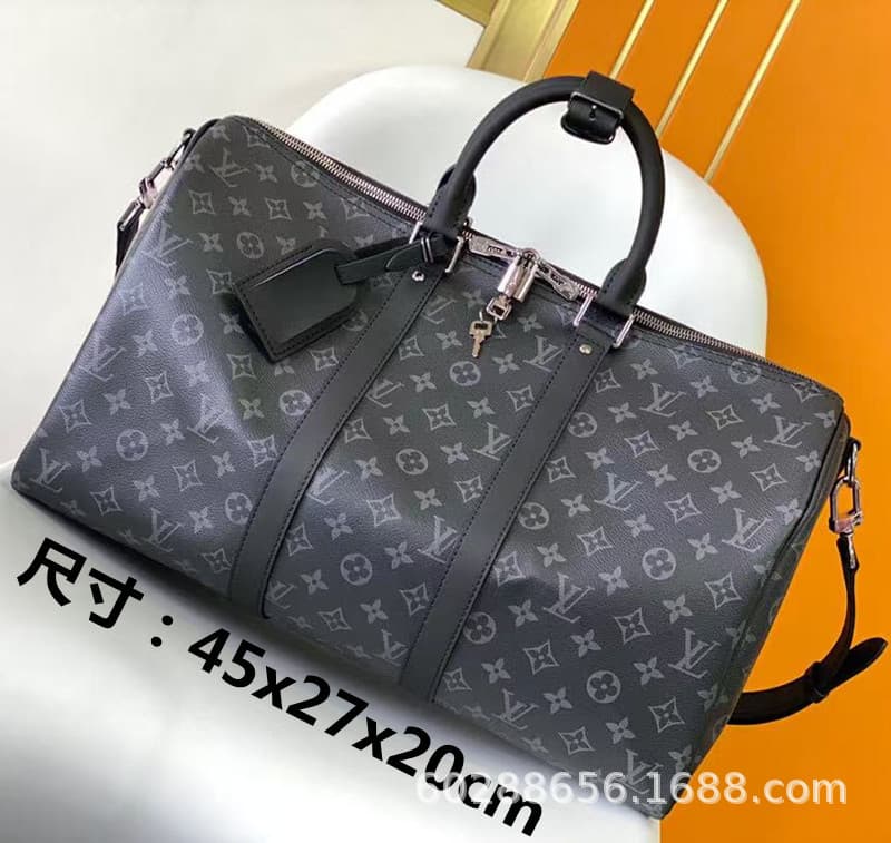 Direct Supply Cross-border M LV Men's Bag Women's Bag Handbag Boarding Bag Travel Bag Black Warrior Pillow Bag Travel Bag Business Trip Bag