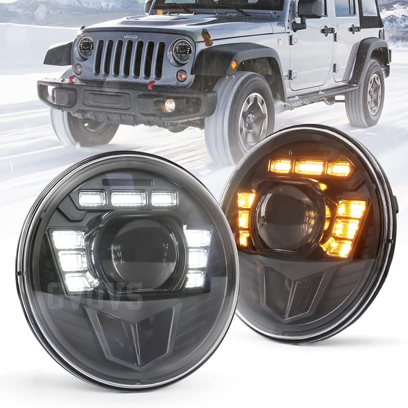New product suitable for JEEP Wrangler off-road vehicle modification 7-inch high/low beam with daytime running and steering headlights
