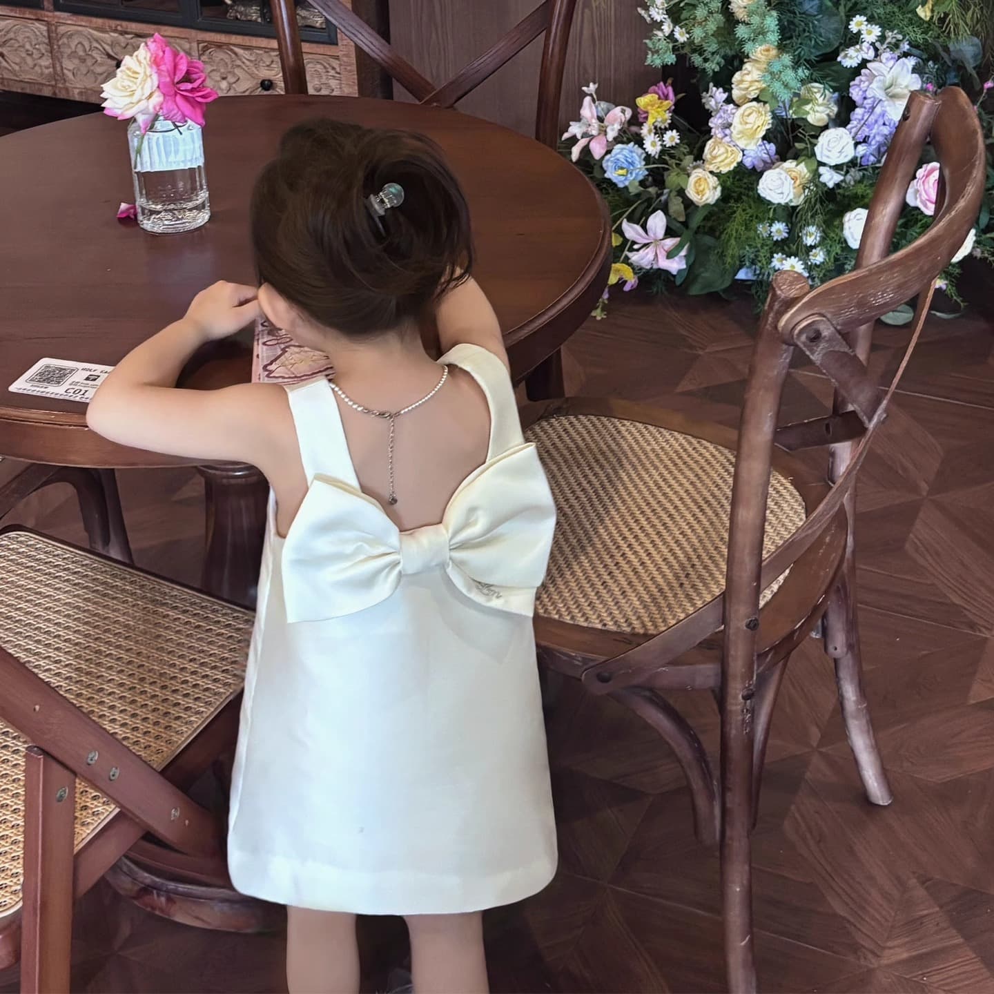 2026 New White Soft Satin Strapless Little Princess Dress for Baby Girl's First Birthday Party