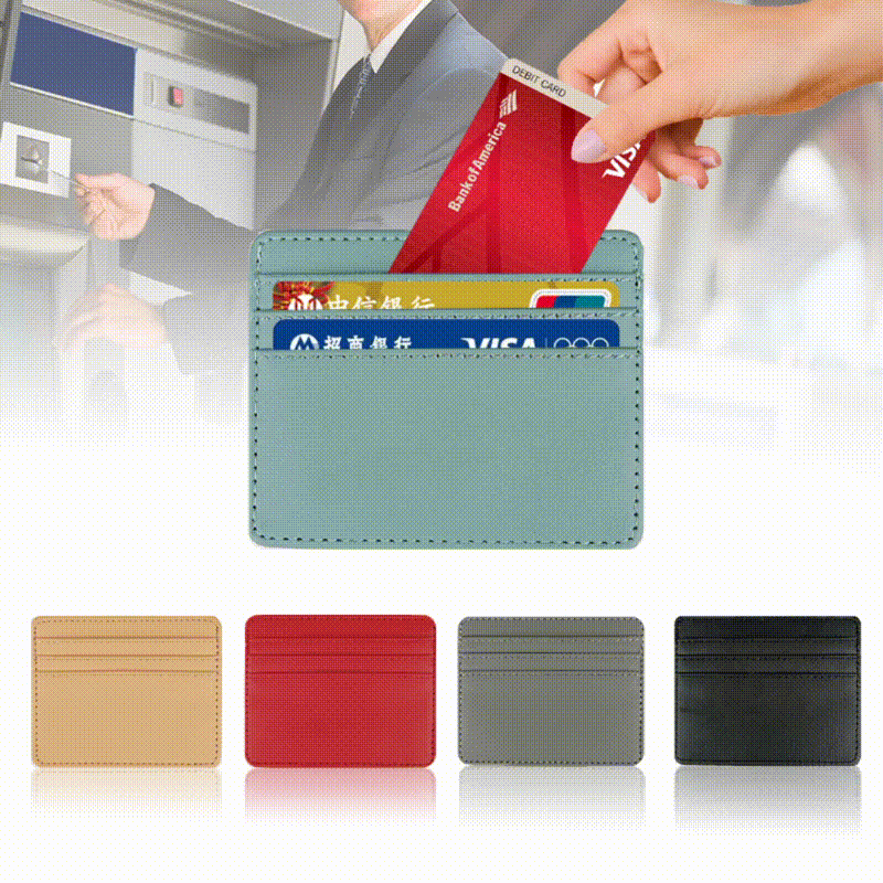 Leather ultra-thin card holder, PU leather, high-value, large-capacity card holder, men's multi-card holder wholesale.