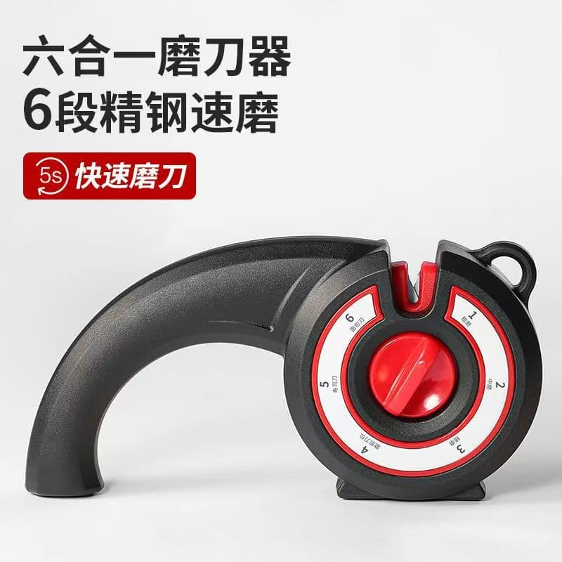Wholesale 6-Level Adjustable Quick Manual Kitchen Sharpening Stone Knife and Scissors Sharpener 6-in-1 Household Multifunctional Sharpener