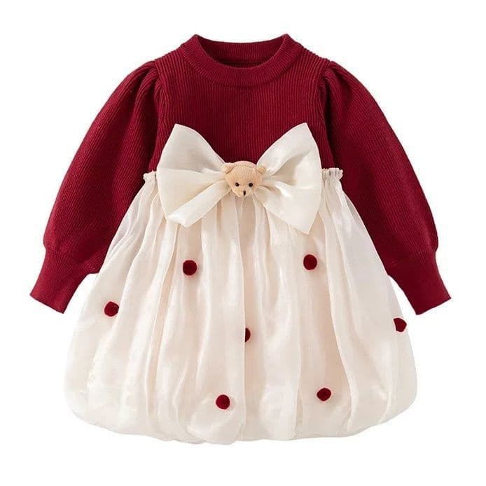 Girl's Winter Dress 2025 New One-Year-Old Baby Gown Fashionable Little Girl Children's Princess Dress Autumn