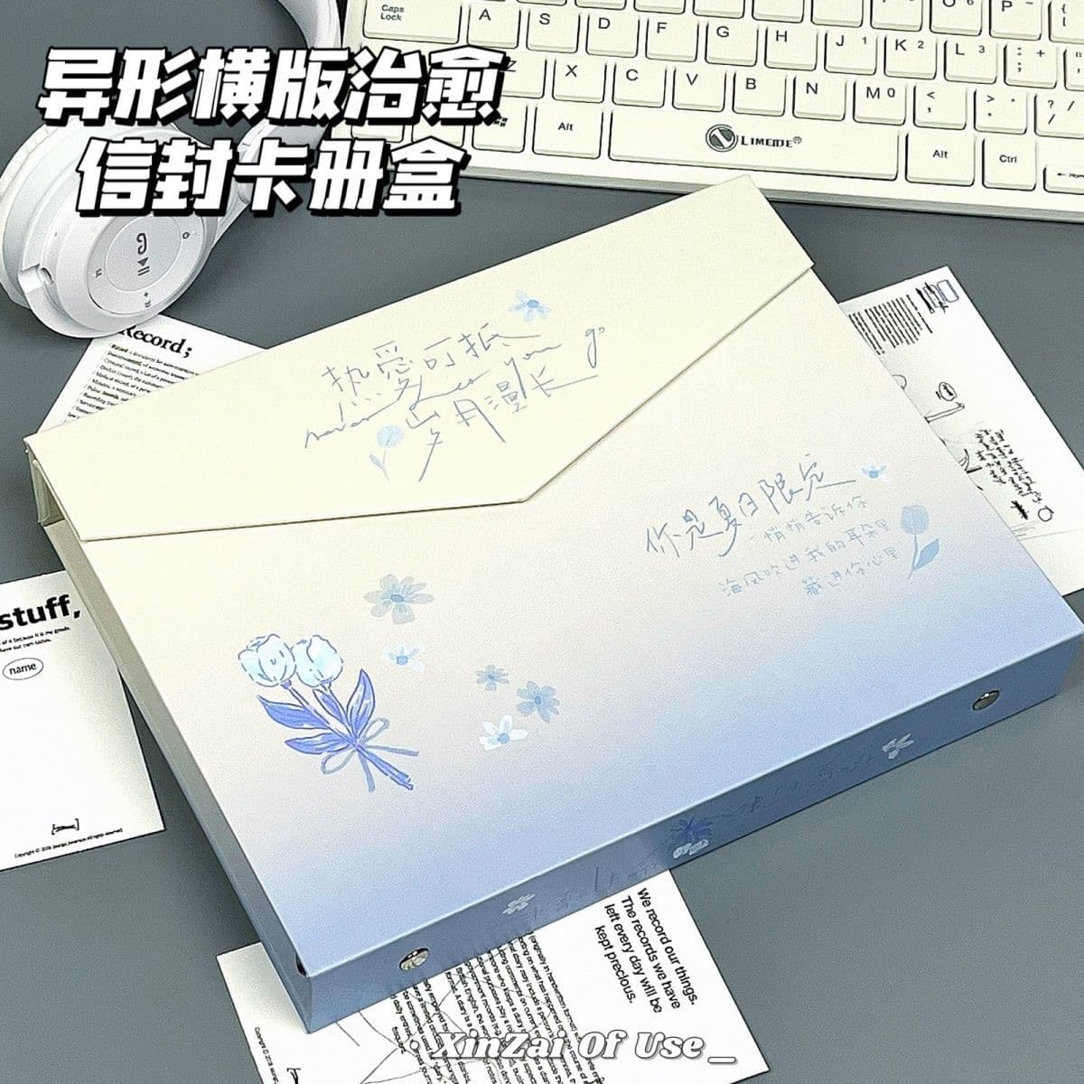 Healing Gradient Shaped Envelope Box All-in-One Magnetic A5 Card Album for Graduation Classmate Books, Dual-Use High-Aesthetic Gift