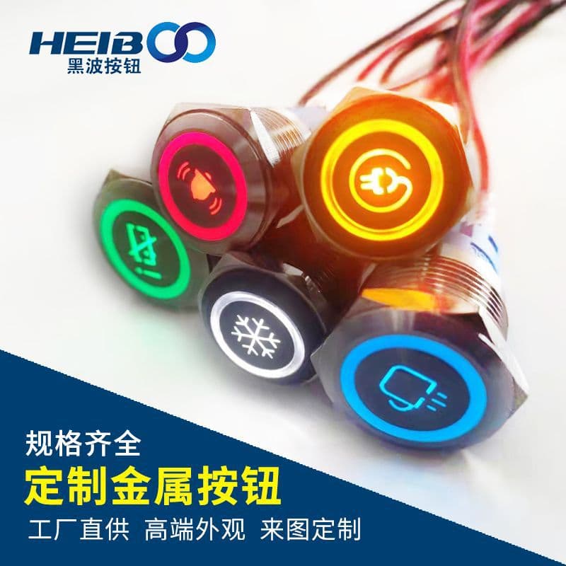 Metal Push Button Switch 16/19/22MM with LED Light Various Graphic Patterns Illuminated Waterproof Momentary Self-Locking